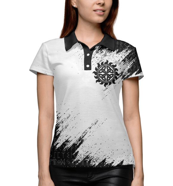 Женское поло с изображением Оберег Грозовик цвета Белый