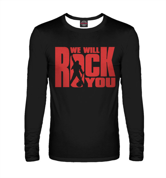 Мужской лонгслив с изображением Queen we will rock you цвета Белый