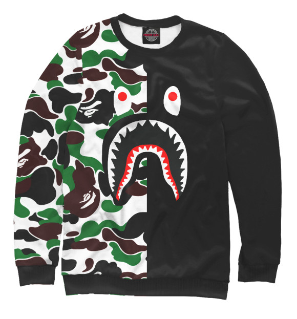 Мужской свитшот с изображением Bape Shark цвета Белый