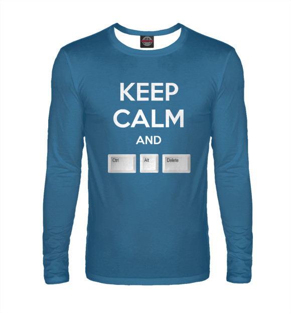 Мужской лонгслив с изображением Keep calm and Ctrl Alt Delete цвета Белый