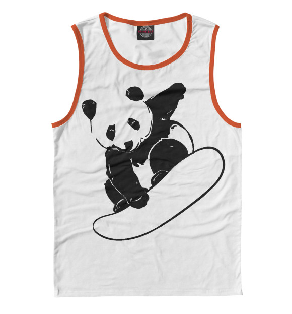 Майка для мальчика с изображением Panda Snowboarder цвета Белый