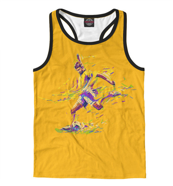 Мужская майка-борцовка с изображением Динамичный удар цвета Белый