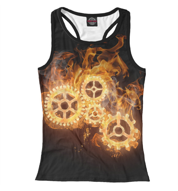 Женская майка-борцовка с изображением Шестерёнки цвета Белый