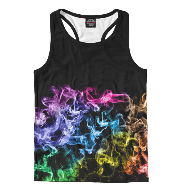 Мужская майка-борцовка с изображением color vape цвета Белый