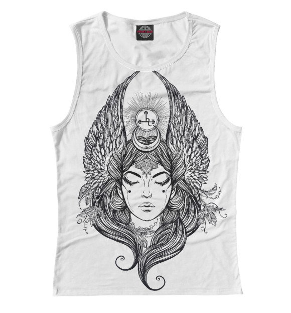 Майка для девочки с притом Лилит -  Черная Луна цвета Белый Майка для девочки с изображением Лилит -  Черная Луна цвета Белый