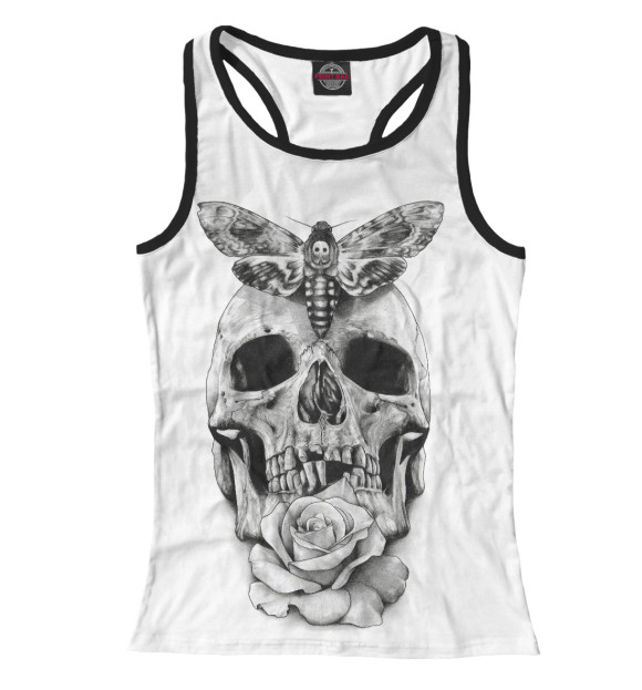 Женская майка-борцовка с изображением череп цвета Белый