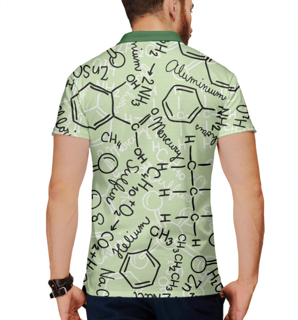 Мужское поло с изображением Химические формулы цвета Белый