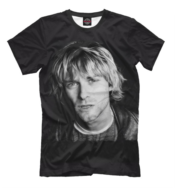 Мужская футболка с изображением Курт Кобейн цвета Черный