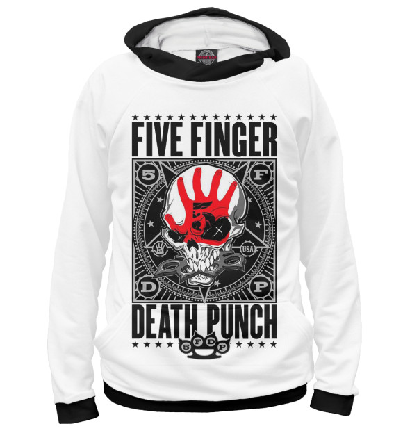 Женское худи с изображением Five Finger Death Punch цвета Белый