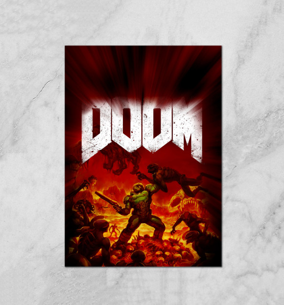 Плакат с изображением Doom 2016 цвета Белый