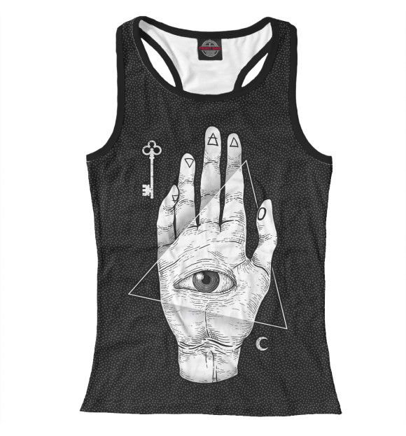 Женская майка-борцовка с изображением Колдовская рука цвета Белый