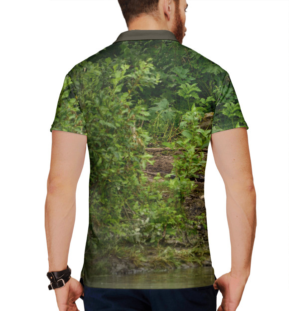 Мужское поло с изображением Медведь цвета Белый