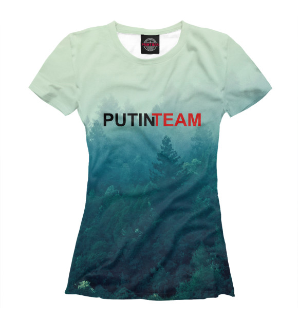 Женская футболка с изображением Putin Team цвета Белый