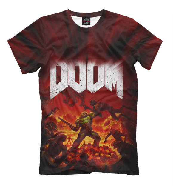 Мужская футболка с изображением Doom 2016 цвета Молочно-белый