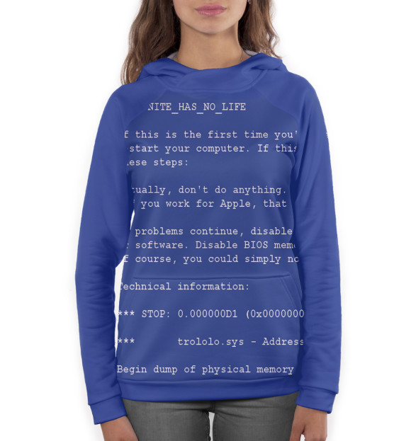Женское худи с изображением BSOD цвета Белый