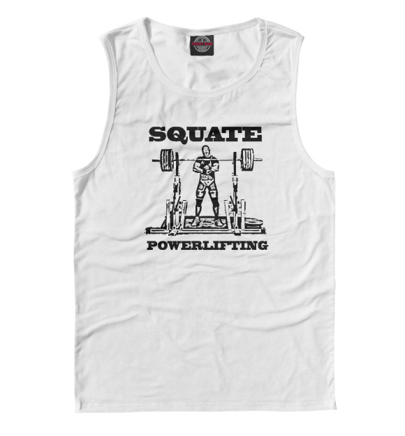 Мужская майка с изображением Squate Powerlifting цвета Белый