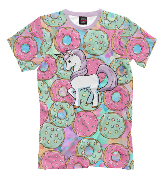 Мужская футболка с изображением Donut unicorn цвета Молочно-белый