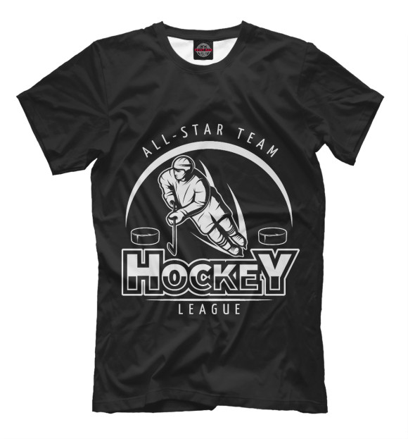 Мужская футболка с изображением Hockey League цвета Черный