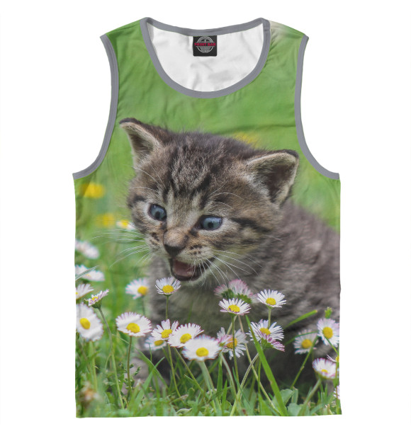 Мужская майка с изображением Cat цвета Белый