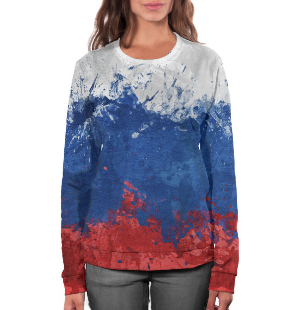 Женский свитшот с изображением Триколор цвета Белый