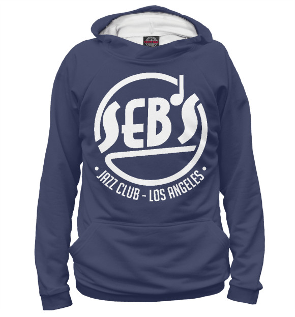 Мужское худи с изображением Sebs Jazz Club цвета Белый