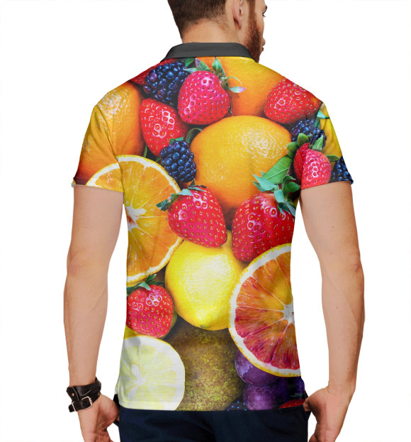 Мужское поло с изображением Фрукты цвета Белый