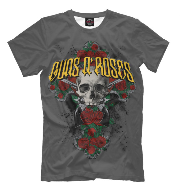 Мужская футболка с изображением Guns N'Roses цвета Серый
