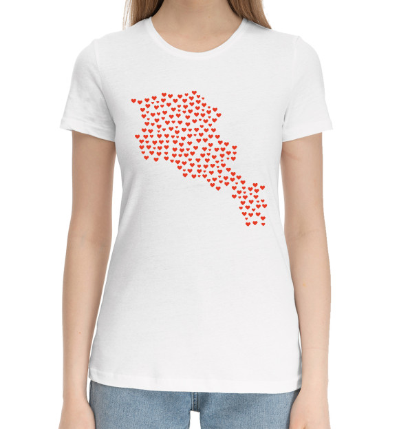 Женская хлопковая футболка с изображением Love Armenia цвета Белый