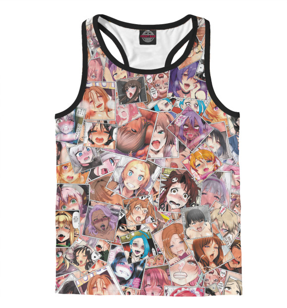 Мужская майка-борцовка с изображением Ahegao color цвета Белый