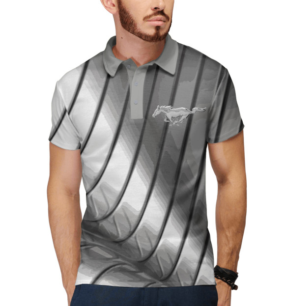 Мужское поло с изображением Mustang цвета Белый
