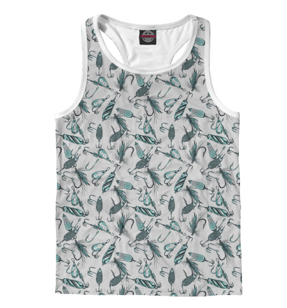 Мужская майка-борцовка с изображением Рыбак цвета Белый