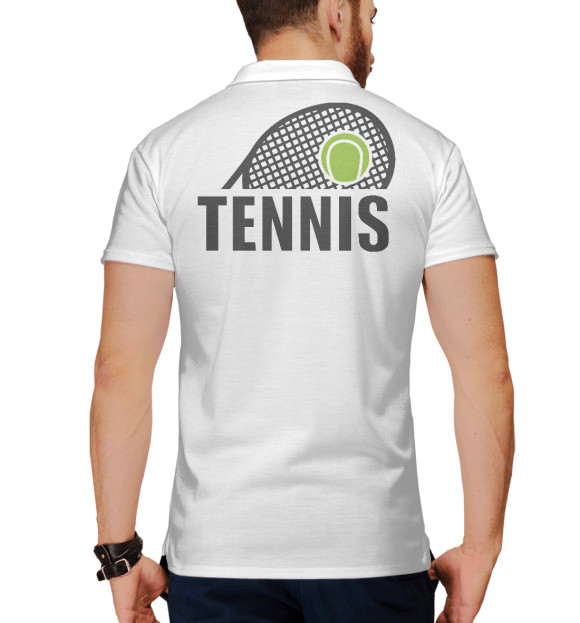 Мужское поло с изображением Теннис цвета Белый