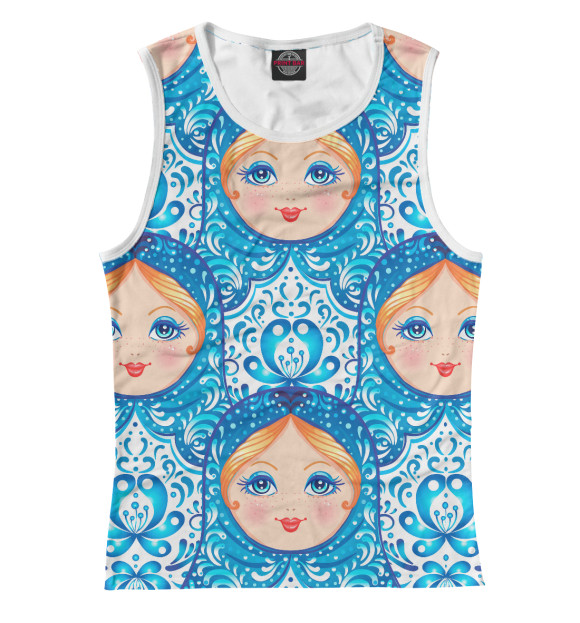 Майка для девочки с изображением Матрешки цвета Белый