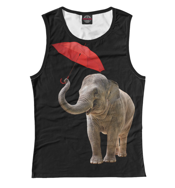 Майка для девочки с изображением Слон с зонтом цвета Белый