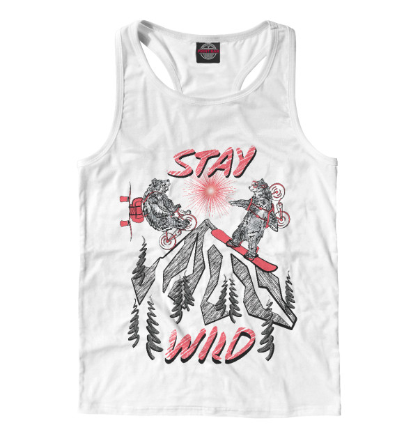 Мужская майка-борцовка с изображением Stay wild цвета Белый