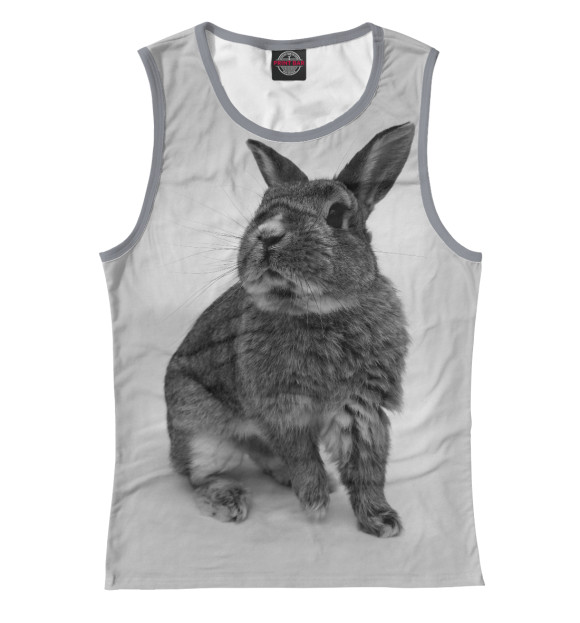 Майка для девочки с притом Кролик цвета Белый Майка для девочки с изображением Кролик цвета Белый