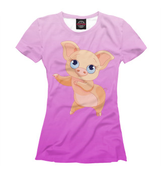 Женская футболка Танцующая свинка