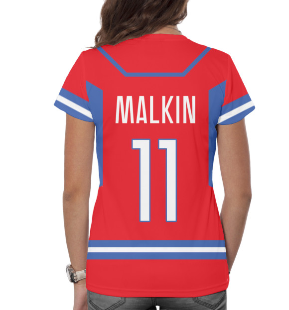 Женская футболка с притом Евгений Малкин цвета Белый Женская футболка с изображением Евгений Малкин цвета Белый