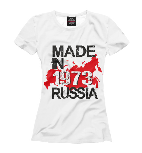 Женская футболка с изображением 1973 made in russia цвета Белый