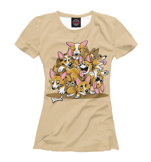 Футболка для девочек с изображением Корги цвета Белый