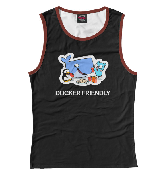 Майка для девочки с изображением docker-friendly цвета Белый