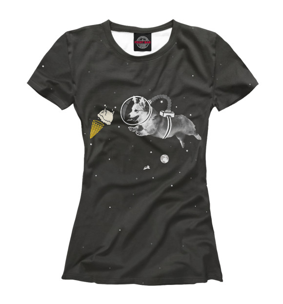 Футболка для девочек с изображением Space Welsh Corgi цвета Белый