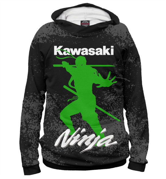 Худи для девочки с изображением Kawasaki Ninja цвета Белый