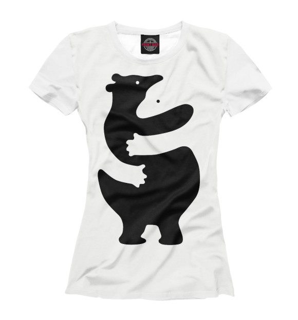 Женская футболка с изображением Обнимающиеся медведи цвета Белый