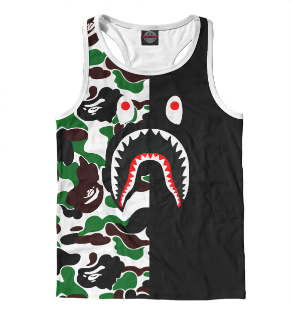 Мужская майка-борцовка с изображением Bape Shark цвета Белый