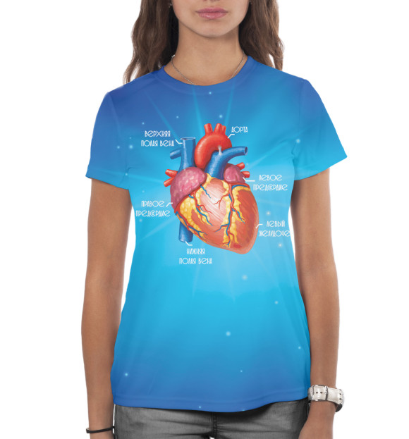 Женская футболка с изображением Сердце цвета Белый