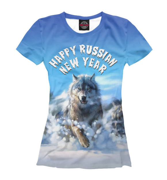 Футболка для девочек с изображением Happy Russian New Year цвета Белый