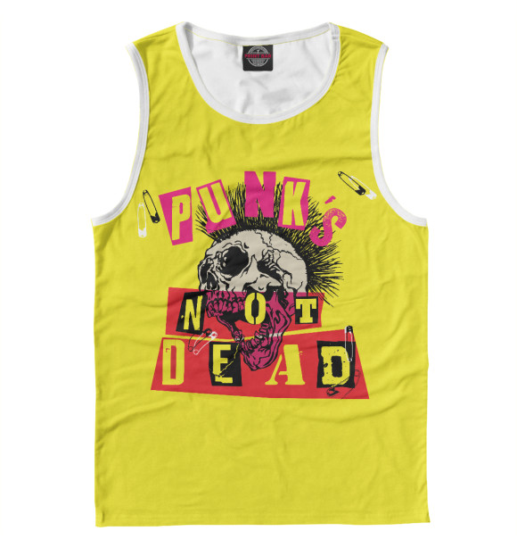Майка для мальчика с притом Punks not Dead цвета Белый Майка для мальчика с изображением Punks not Dead цвета Белый