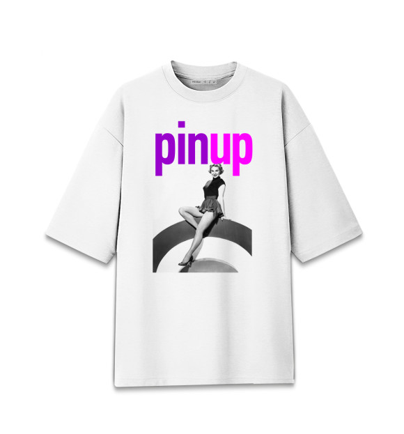 Мужская футболка оверсайз с изображением Pin up цвета Белый