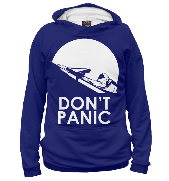 Мужское худи с изображением Don't Panic цвета Белый